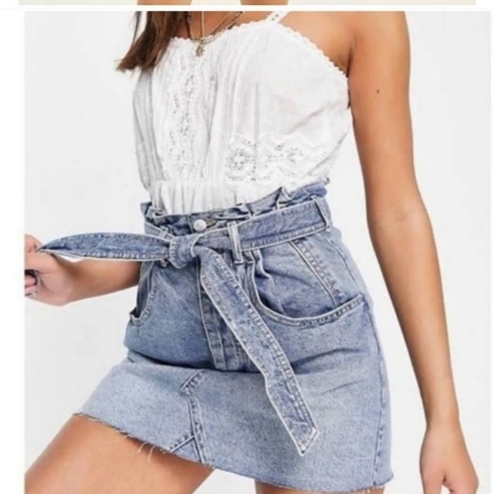 Free People East Of Eden Denim Mini Skirt Size 26